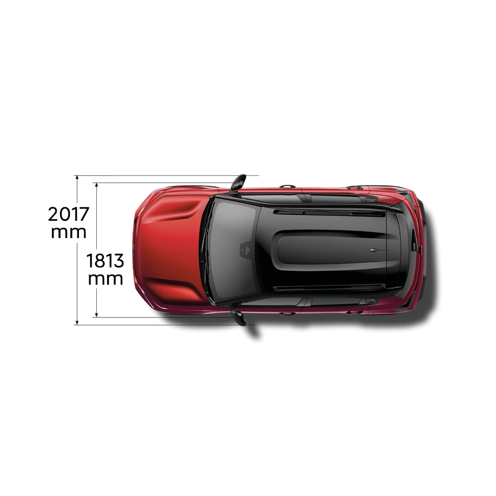 Multi‑aanzicht van de Citroën ë‑C3 elektrische SUV met volledige buitenmaten voor praktische, ruime en betaalbare dagelijkse mobiliteit.
