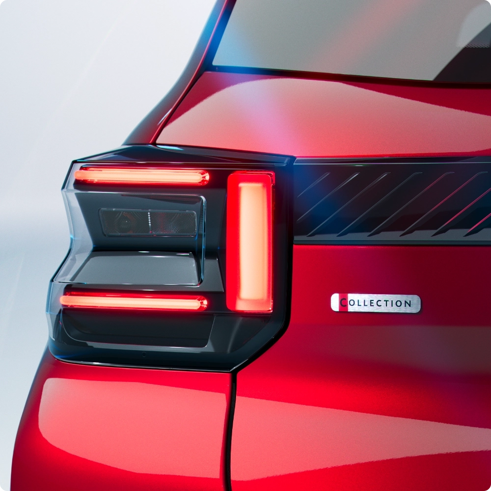 Detailaanzicht van het achterlicht van de Citroën ë‑C3 compacte SUV, met LED‑lichtsignatuur voor zichtbaarheid en stijl als slimme stedelijke keuze.
